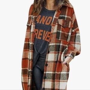 Plaid/flanel Long Shirt Jacket Size M/L